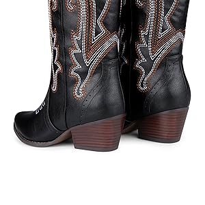 Treat ürself leather heel middle boots Amazon.com | Zzheels Women Mid-calf Cowboy Boots Pointy Toe